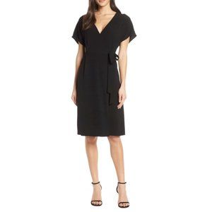Charles Henry Black Wrap Dress